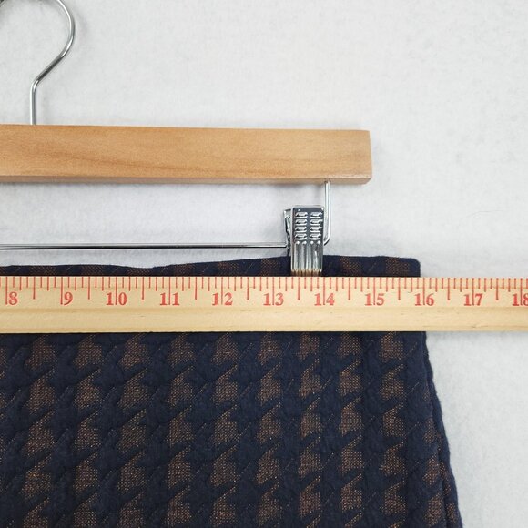 Ann Taylor Skirt Womens 10 Navy Blue Pencil Textured Jacquard Houndstooth NEW - Picture 3 of 11